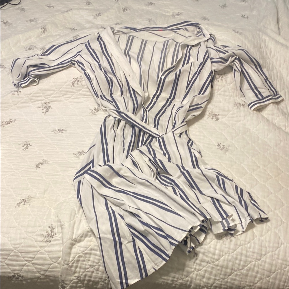 Vince Camuto Navy and White Striped Dress
